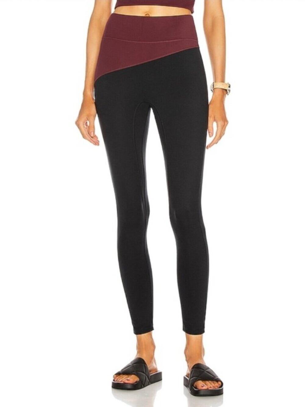 ALC X Bandier Black & Red High Rise Color Block Leggings